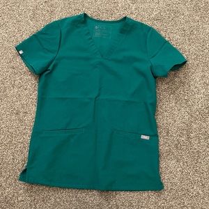 XS Hunter Green Casma Figs scrub top